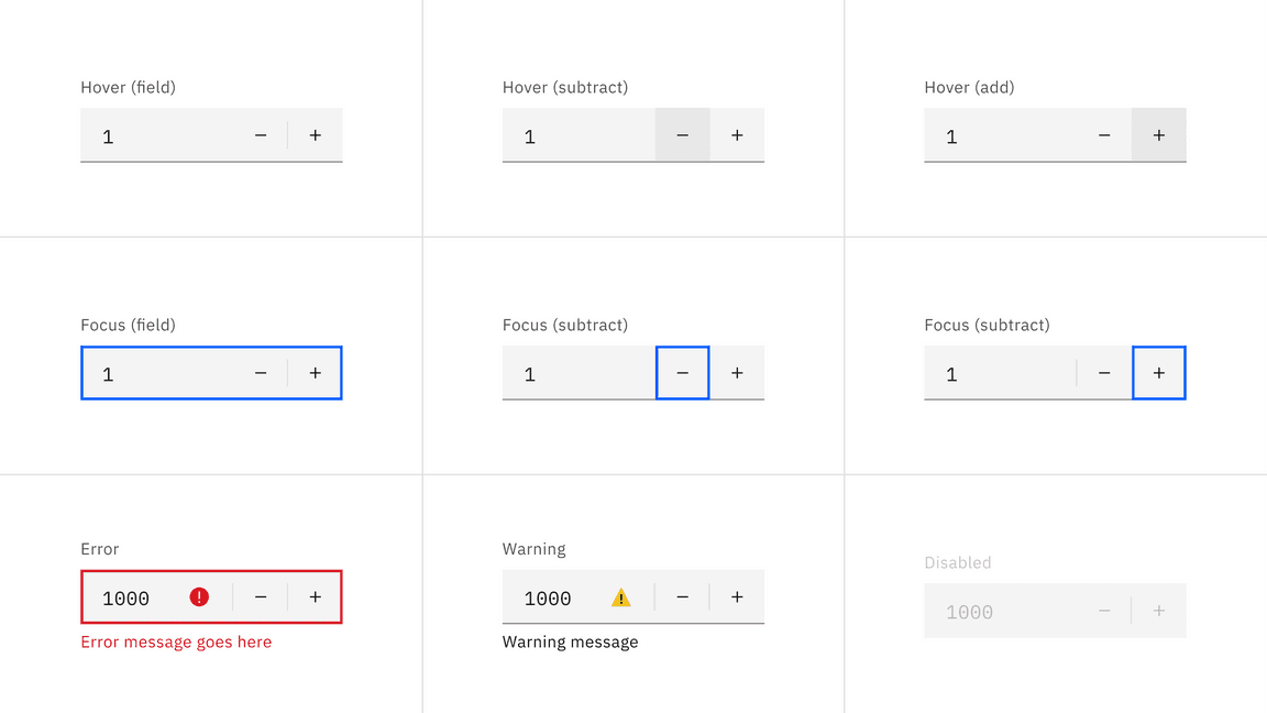 number input interactive states